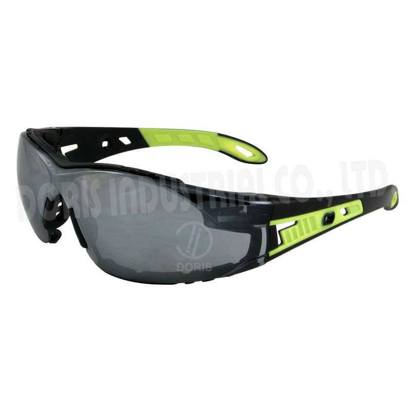 One piece wrap around extra-light safety spectacles with an extra strap