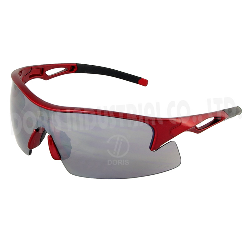Half frame safety eyewear with one piece wide coverage lens