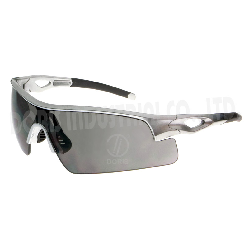 Half frame safety spectacles with one piece pc lens