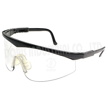 Half frame safety glasses with adjustable temples