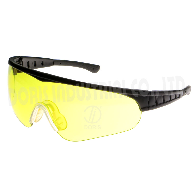 Half frame safety glasses with vented temples