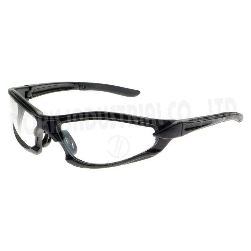 Full frame safety eyewear with slim lined temples