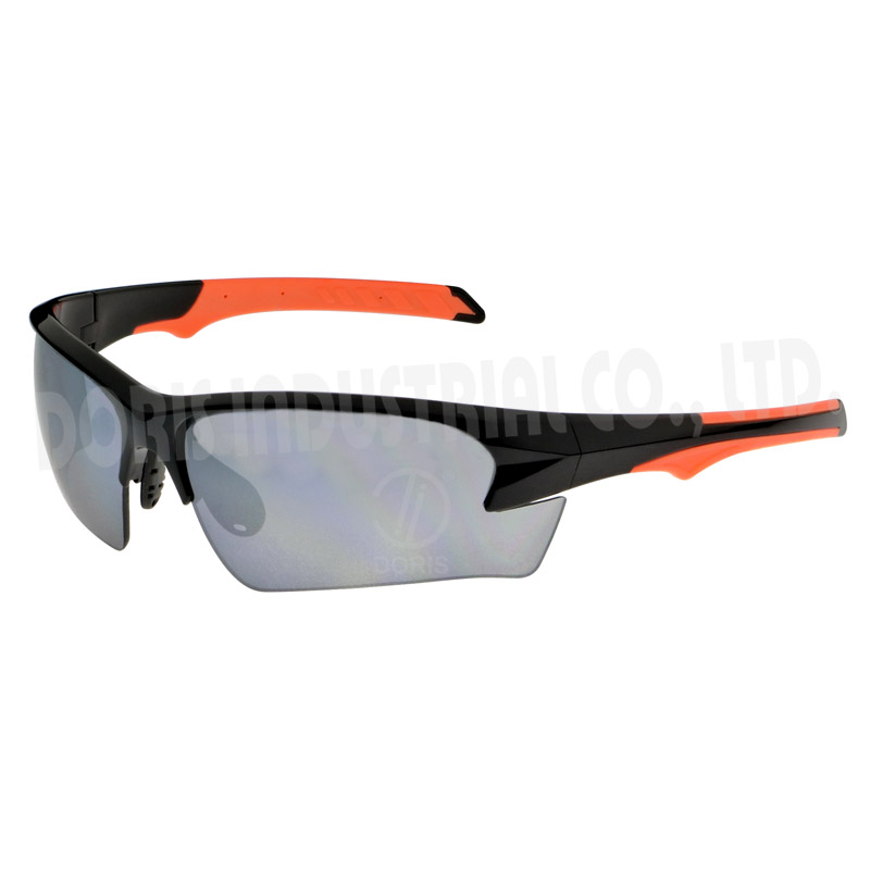 Half frame safety glasses with dual-injected temples