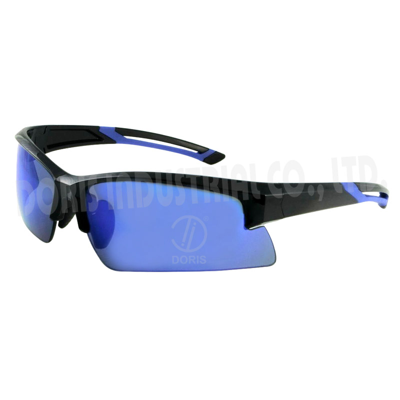 Half frame safety glasses with temple vents