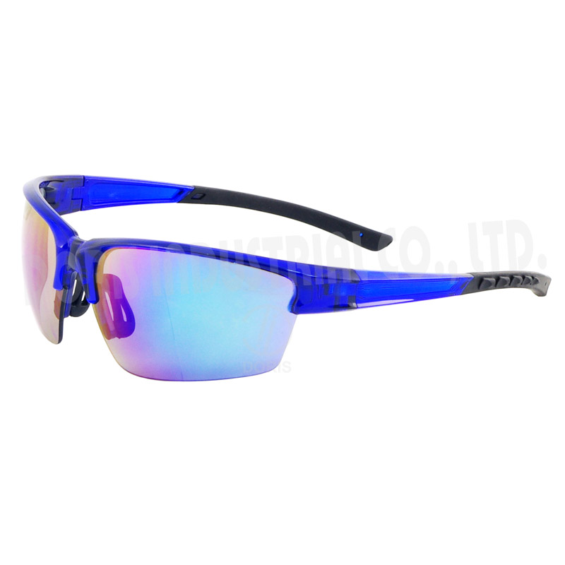Half frame safety glasses with gloss translucent frame/temples
