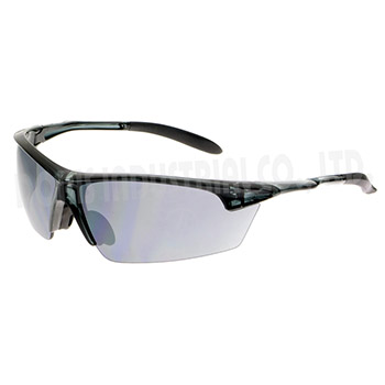 Elegantes gafas de seguridad de media montura con marco translúcido y patillas