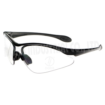 Puolikehyksen turva-silmälasit, joissa on erityinen etuosa