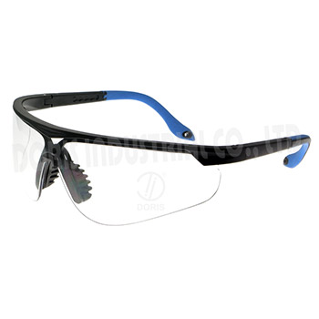 Half frame safety spectacles with dual-injected temples