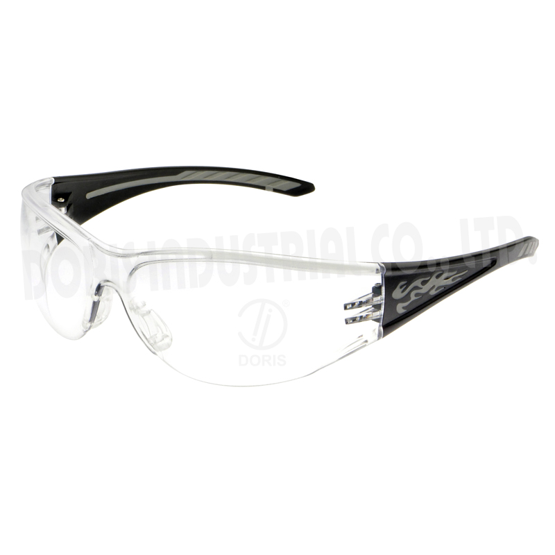 One piece wrap around safety spectacles