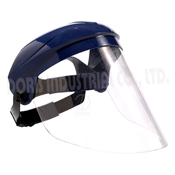 Face shield with adjustable ratchet style headgear