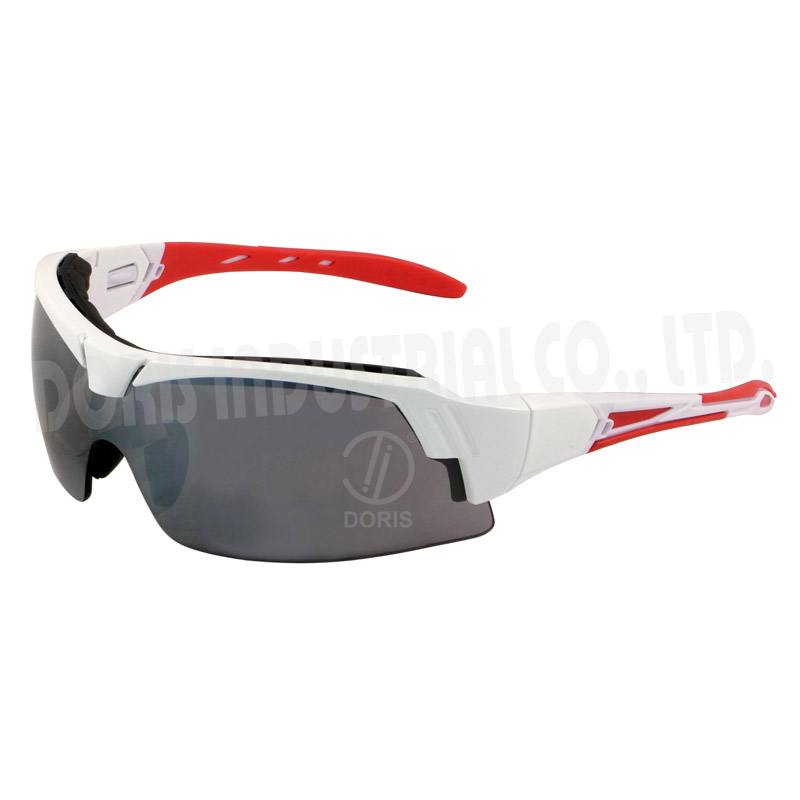 Half frame safety spectacles with interchangeable temples and strap