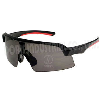 One piece semi-rimless frame safety glasses