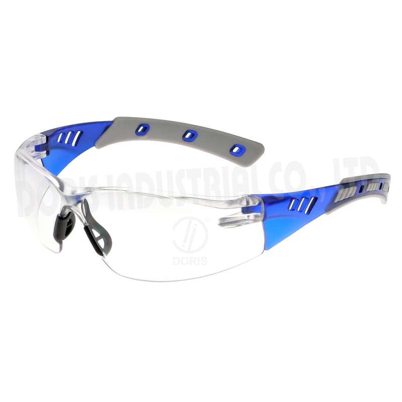 One piece modern wraparound safety glasses
